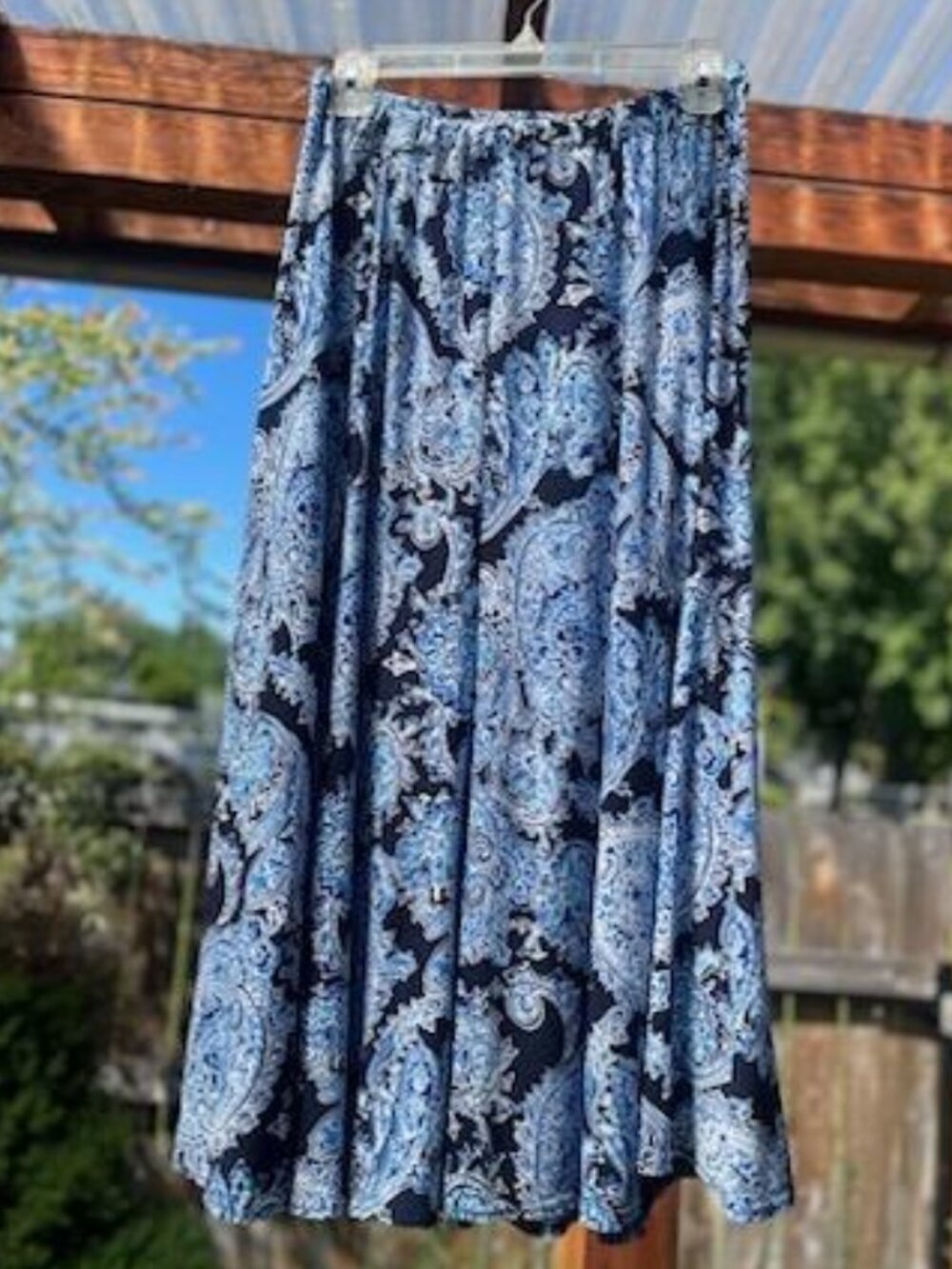 Vintage BOHO Blue Paisely Midi Skirt